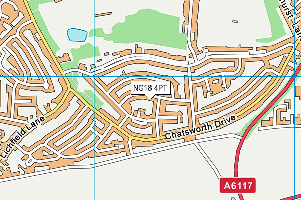 NG18 4PT map - OS VectorMap District (Ordnance Survey)