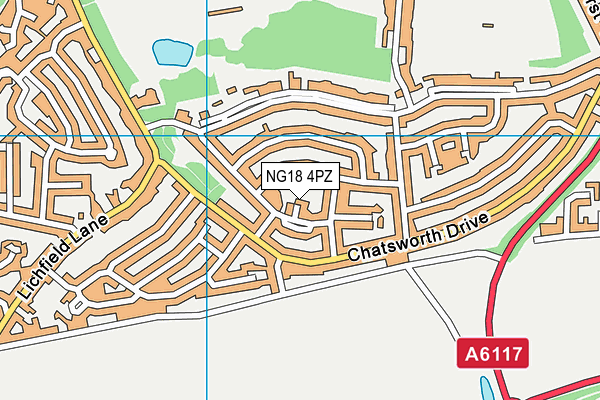 NG18 4PZ map - OS VectorMap District (Ordnance Survey)