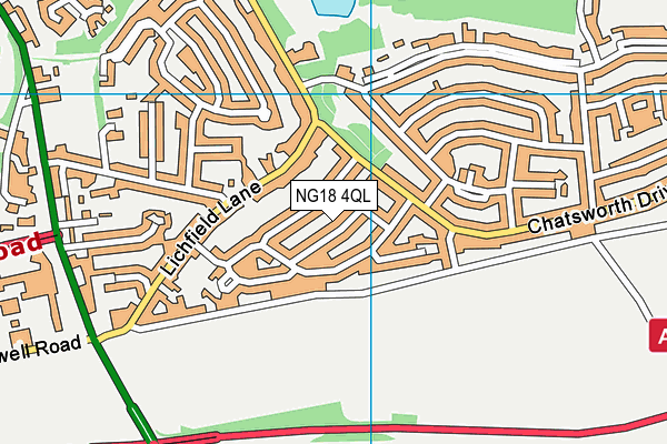 NG18 4QL map - OS VectorMap District (Ordnance Survey)