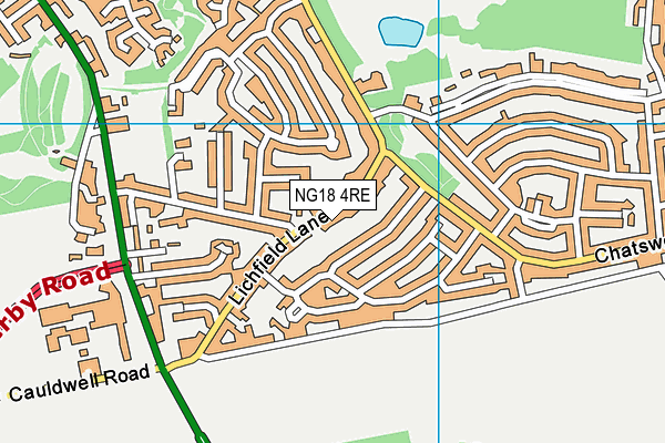 NG18 4RE map - OS VectorMap District (Ordnance Survey)