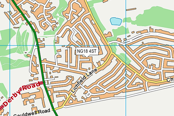 NG18 4ST map - OS VectorMap District (Ordnance Survey)