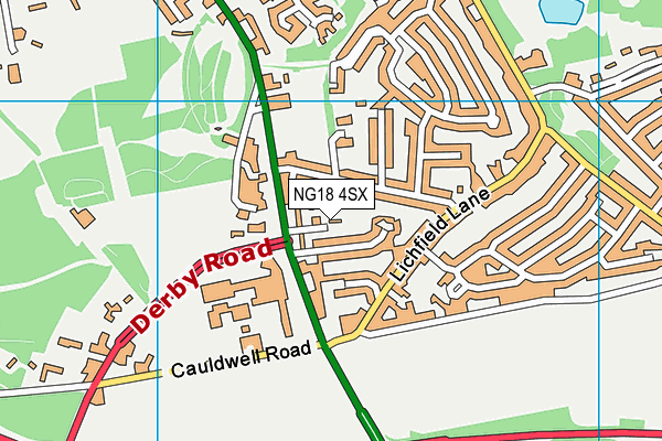 NG18 4SX map - OS VectorMap District (Ordnance Survey)