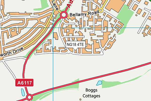 NG18 4TE map - OS VectorMap District (Ordnance Survey)