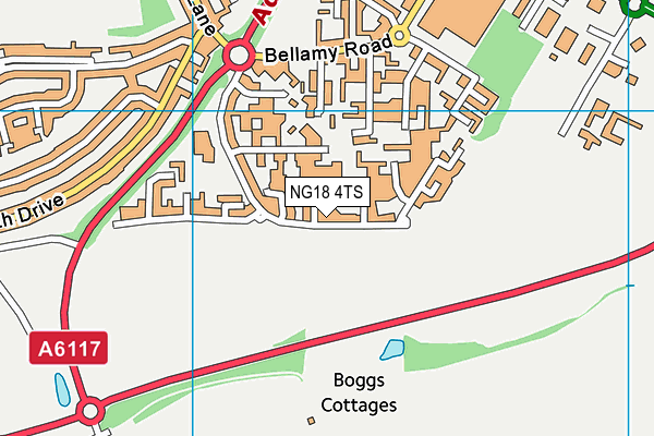 NG18 4TS map - OS VectorMap District (Ordnance Survey)