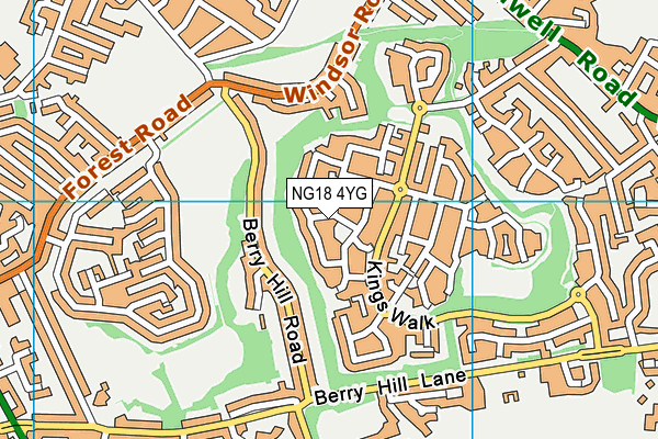 NG18 4YG map - OS VectorMap District (Ordnance Survey)