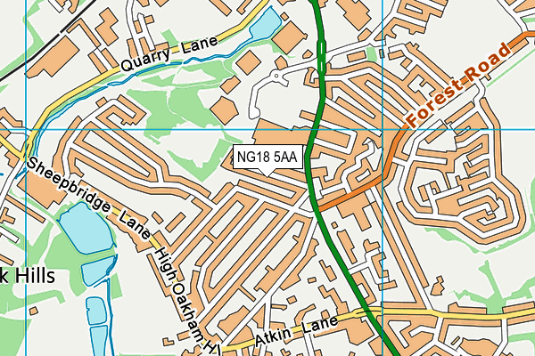 NG18 5AA map - OS VectorMap District (Ordnance Survey)