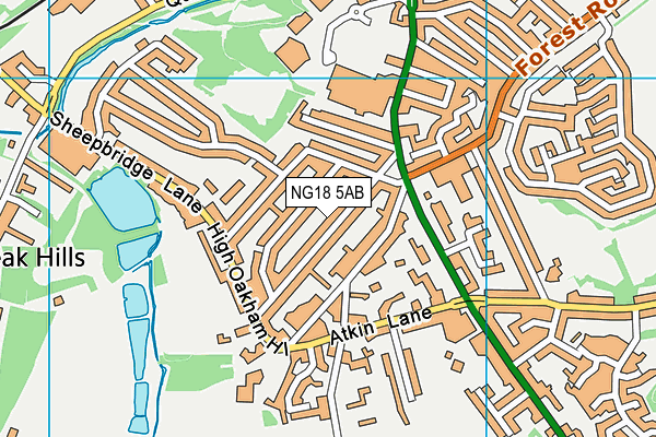 NG18 5AB map - OS VectorMap District (Ordnance Survey)