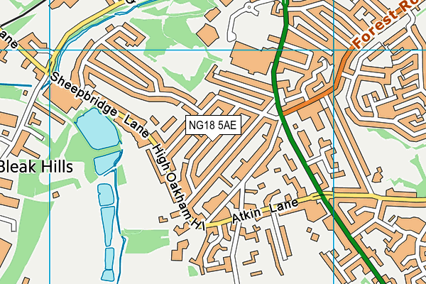 NG18 5AE map - OS VectorMap District (Ordnance Survey)