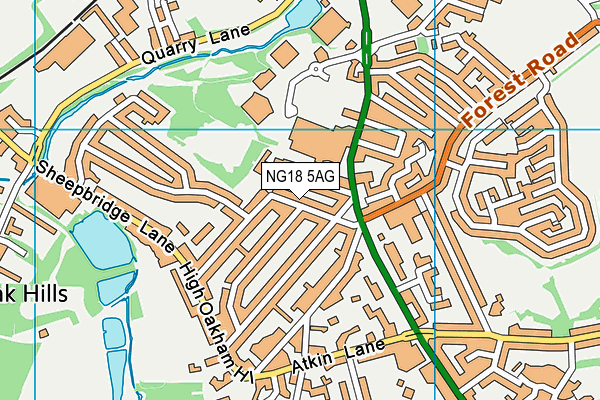 NG18 5AG map - OS VectorMap District (Ordnance Survey)