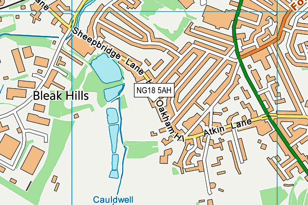 NG18 5AH map - OS VectorMap District (Ordnance Survey)