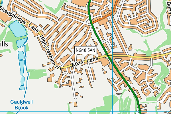 NG18 5AN map - OS VectorMap District (Ordnance Survey)