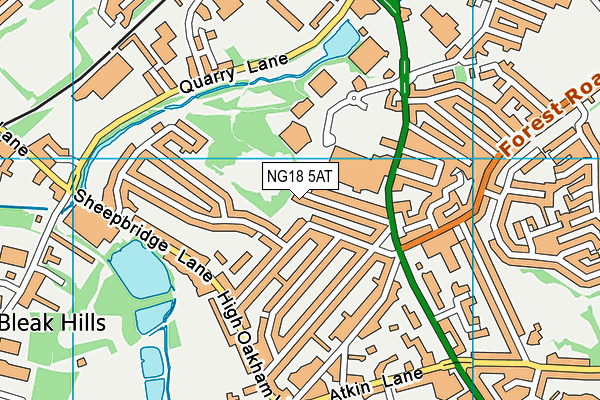 NG18 5AT map - OS VectorMap District (Ordnance Survey)