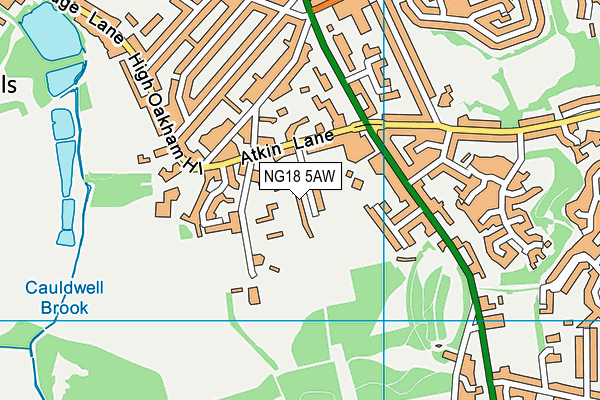 NG18 5AW map - OS VectorMap District (Ordnance Survey)