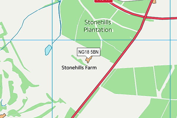 NG18 5BN map - OS VectorMap District (Ordnance Survey)
