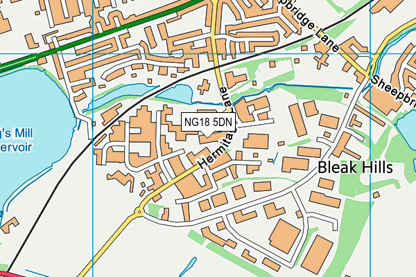 NG18 5DN map - OS VectorMap District (Ordnance Survey)