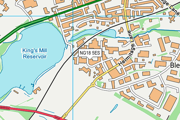 NG18 5ES map - OS VectorMap District (Ordnance Survey)