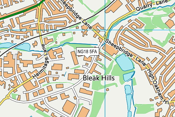 NG18 5FA map - OS VectorMap District (Ordnance Survey)