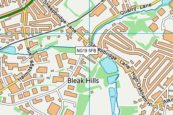 NG18 5FB map - OS VectorMap District (Ordnance Survey)