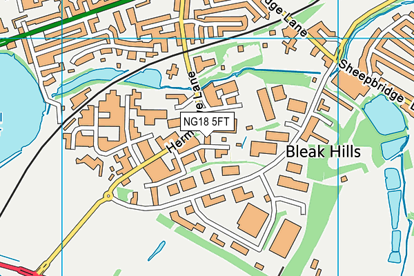 NG18 5FT map - OS VectorMap District (Ordnance Survey)