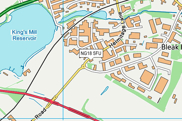 NG18 5FU map - OS VectorMap District (Ordnance Survey)