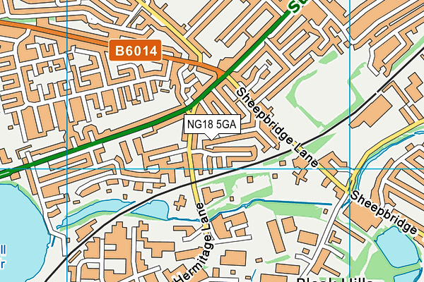 NG18 5GA map - OS VectorMap District (Ordnance Survey)