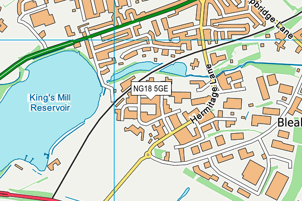 NG18 5GE map - OS VectorMap District (Ordnance Survey)