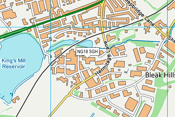 NG18 5GH map - OS VectorMap District (Ordnance Survey)