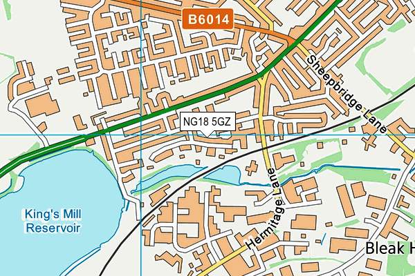 NG18 5GZ map - OS VectorMap District (Ordnance Survey)