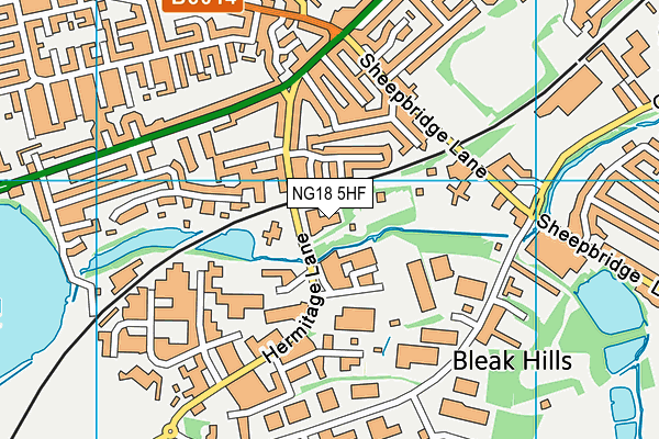 NG18 5HF map - OS VectorMap District (Ordnance Survey)