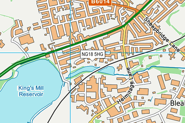 NG18 5HG map - OS VectorMap District (Ordnance Survey)