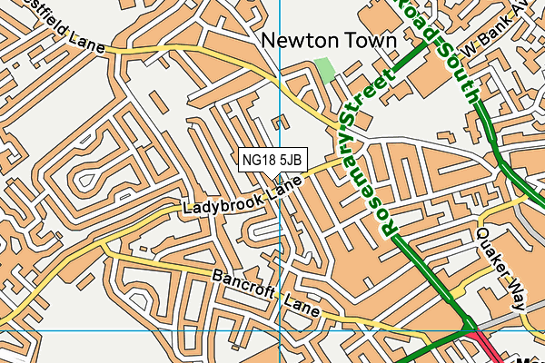 NG18 5JB map - OS VectorMap District (Ordnance Survey)