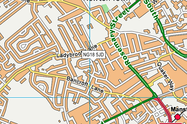 NG18 5JD map - OS VectorMap District (Ordnance Survey)