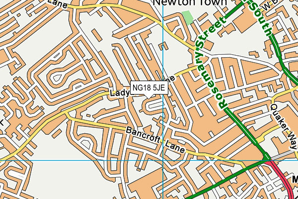 NG18 5JE map - OS VectorMap District (Ordnance Survey)