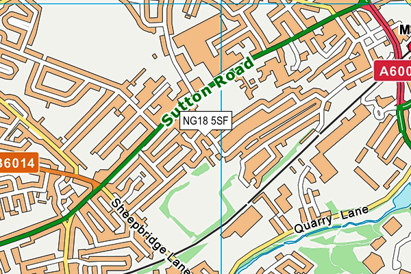 Sutton Road Primary And Nursery School map (NG18 5SF) - OS VectorMap District (Ordnance Survey)