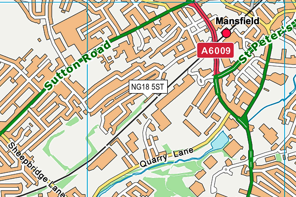 NG18 5ST map - OS VectorMap District (Ordnance Survey)