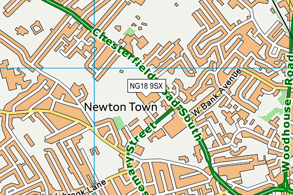NG18 9SX map - OS VectorMap District (Ordnance Survey)