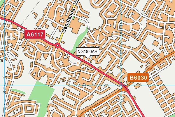 NG19 0AH map - OS VectorMap District (Ordnance Survey)