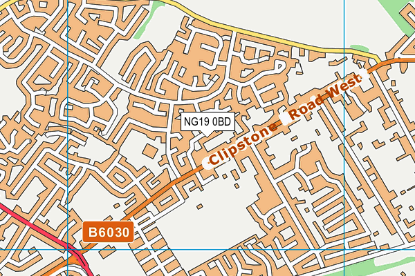 NG19 0BD map - OS VectorMap District (Ordnance Survey)
