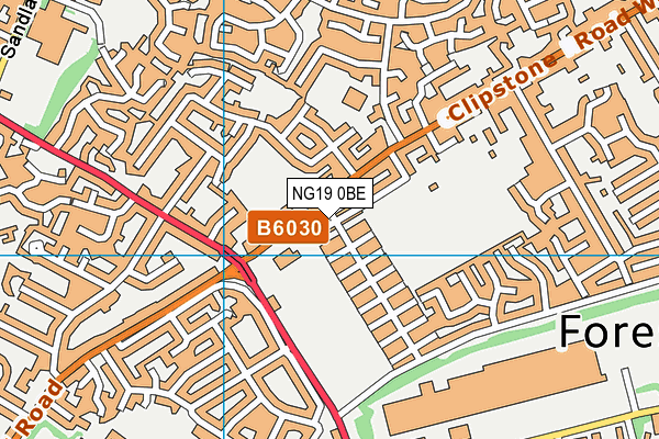 NG19 0BE map - OS VectorMap District (Ordnance Survey)