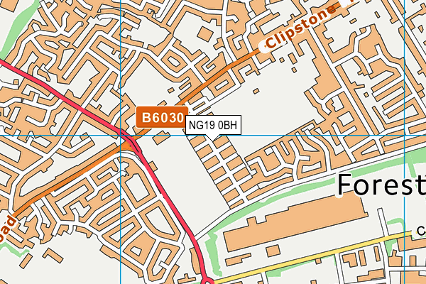NG19 0BH map - OS VectorMap District (Ordnance Survey)