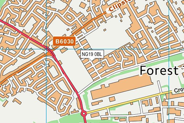 NG19 0BL map - OS VectorMap District (Ordnance Survey)