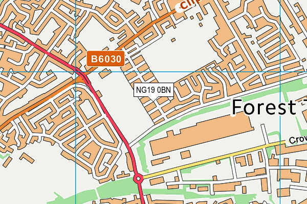 NG19 0BN map - OS VectorMap District (Ordnance Survey)