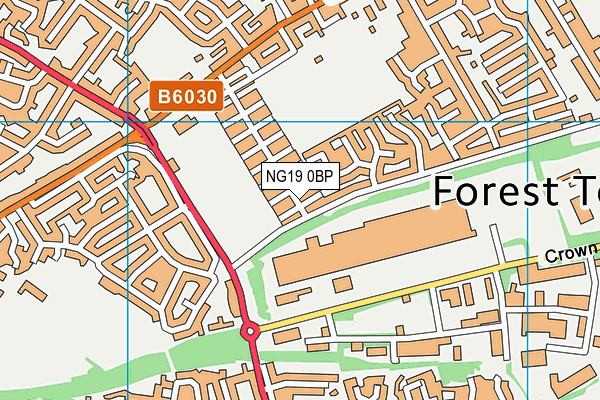 NG19 0BP map - OS VectorMap District (Ordnance Survey)