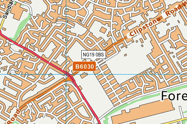 NG19 0BS map - OS VectorMap District (Ordnance Survey)