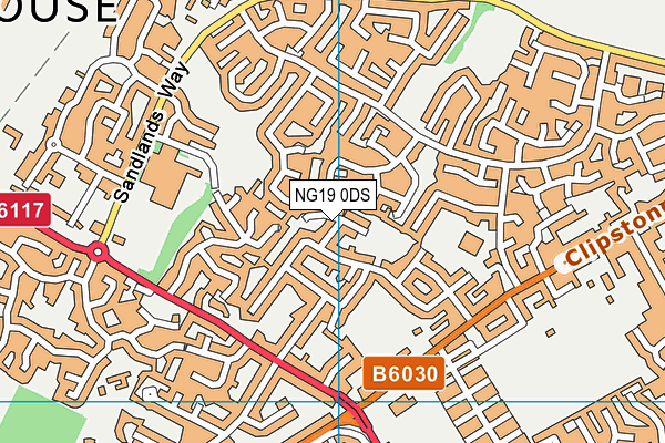 NG19 0DS map - OS VectorMap District (Ordnance Survey)