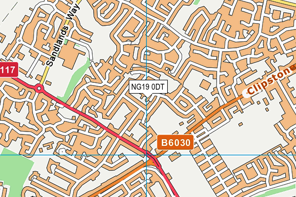 NG19 0DT map - OS VectorMap District (Ordnance Survey)