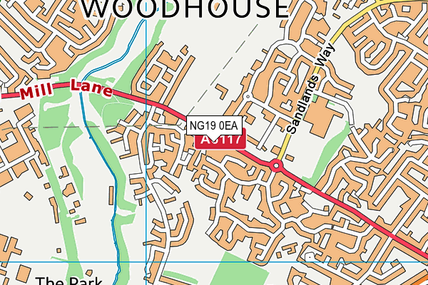 NG19 0EA map - OS VectorMap District (Ordnance Survey)