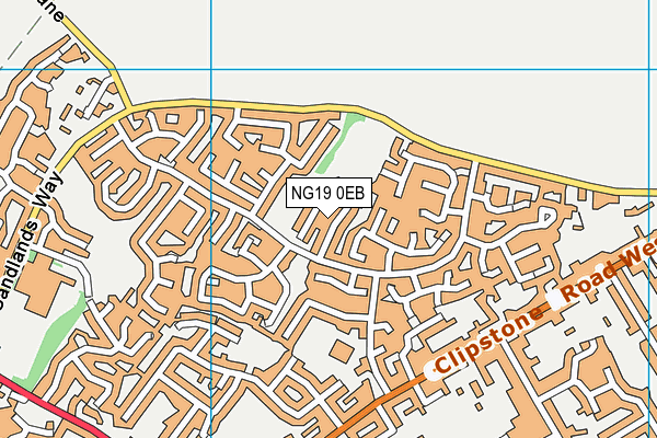 NG19 0EB map - OS VectorMap District (Ordnance Survey)