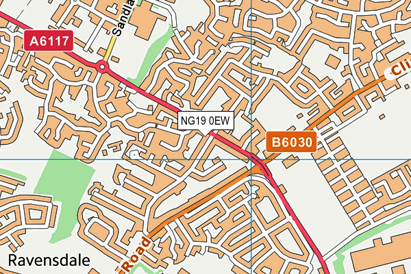 NG19 0EW map - OS VectorMap District (Ordnance Survey)