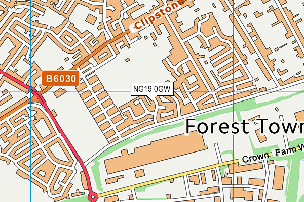 NG19 0GW map - OS VectorMap District (Ordnance Survey)